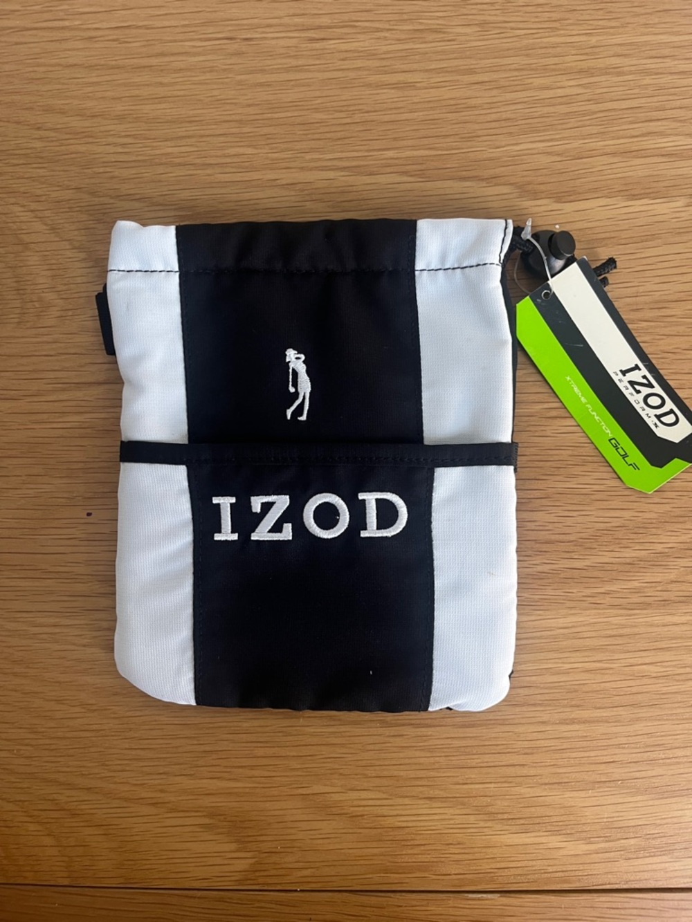 Izod Black and White Vertical Stripe Belt Pouch